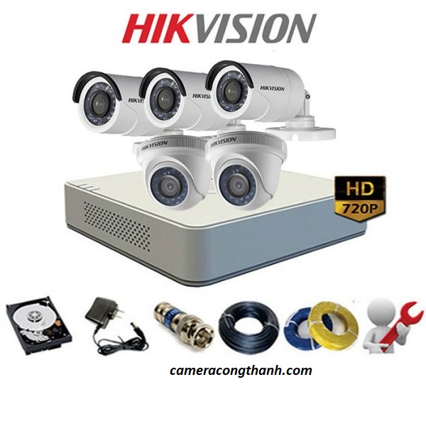 TRỌN BỘ 5 CAMERA HIKVISION ANALOG ĐỘ PHÂN GIẢI 2.0 MEGAPIXEL
