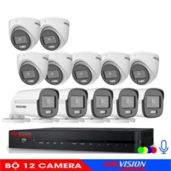 Bộ 12 Mắt Camera Âm Thanh Có Màu Ban Đêm Hikvision 2.0M