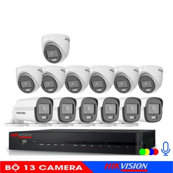 Bộ 13 Mắt Camera Âm Thanh Có Màu Ban Đêm Hikvision 2.0M