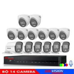 Bộ 14 Mắt Camera Âm Thanh Có Màu Ban Đêm Hikvision 2.0M
