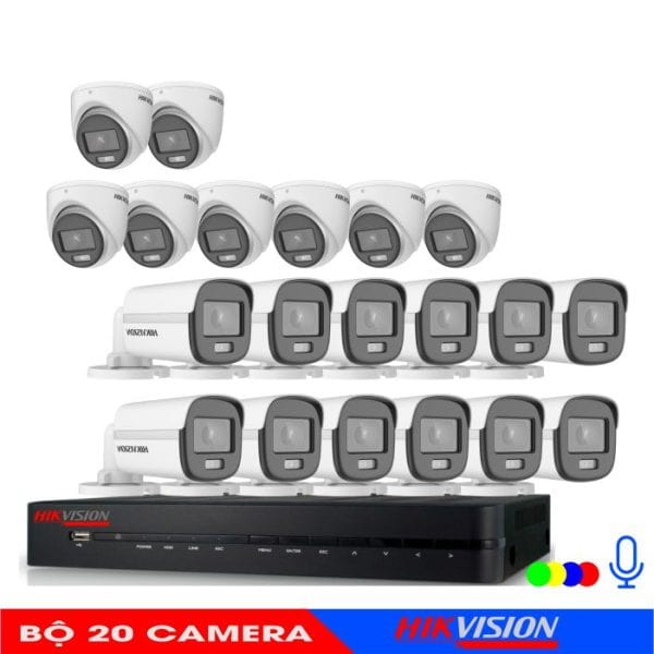 Bộ 20 Mắt Camera Âm Thanh Có Màu Ban Đêm Hikvision 2.0M
