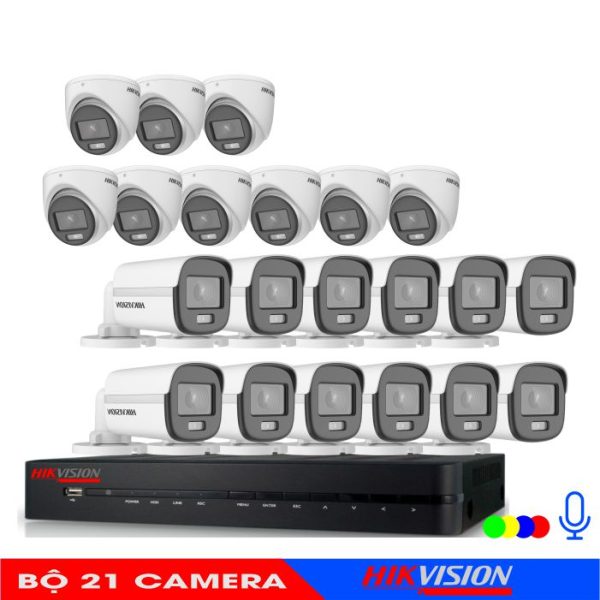 Bộ 21 Mắt Camera Âm Thanh Có Màu Ban Đêm Hikvision 2.0M