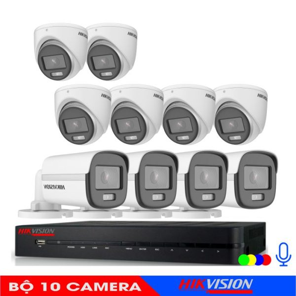 Bộ 10 Mắt Camera Âm Thanh Có Màu Ban Đêm Hikvision 2.0M