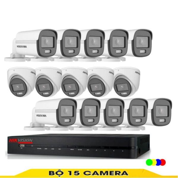 Trọn Bộ camera 15 Mắt Có Màu Ban Đêm Hikvision 2.0MP