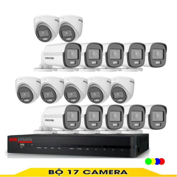 Bộ camera 17 Mắt Có Màu Ban Đêm Hikvision 2.0MP