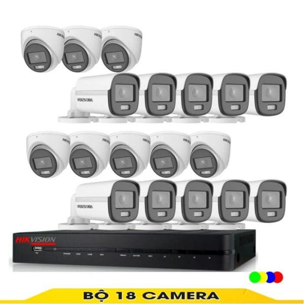 Bộ camera 18 Mắt Có Màu Ban Đêm Hikvision 2.0MP
