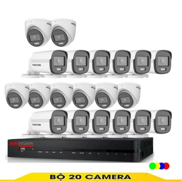 Bộ camera 20 Mắt Có Màu Ban Đêm Hikvision 2.0MP