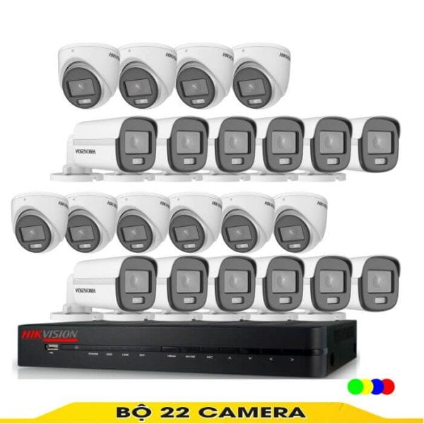 Bộ camera 22 Mắt Có Màu Ban Đêm Hikvision 2.0MP