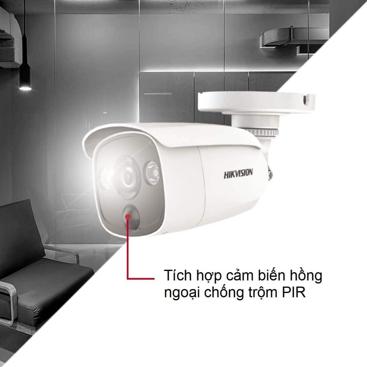 Camera HDTVI 2MP Hikvision DS-2CE12D8T-PIRLO (Chống báo động giả)