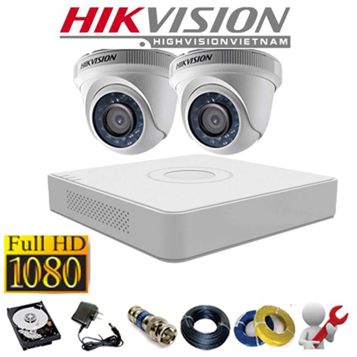 Combo 2 Mắt Camera analog 2mp-Chính Hẵng HIKVISION