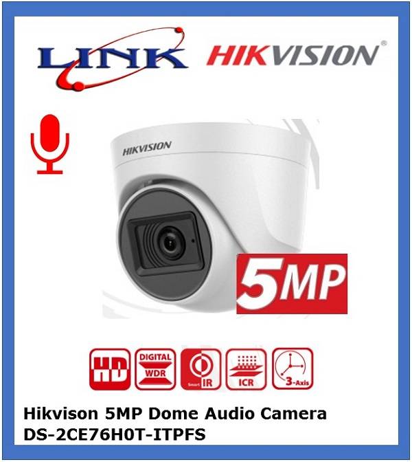 Camera HDTVI 5MP HIKVISION DS-2CE76H0T-ITPFS  có mic