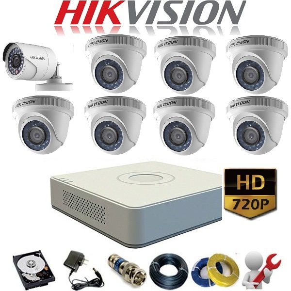 Lắp Đặt Trọn Bộ 8 Camera Giám Sát Hikvision 1.0MP 720P