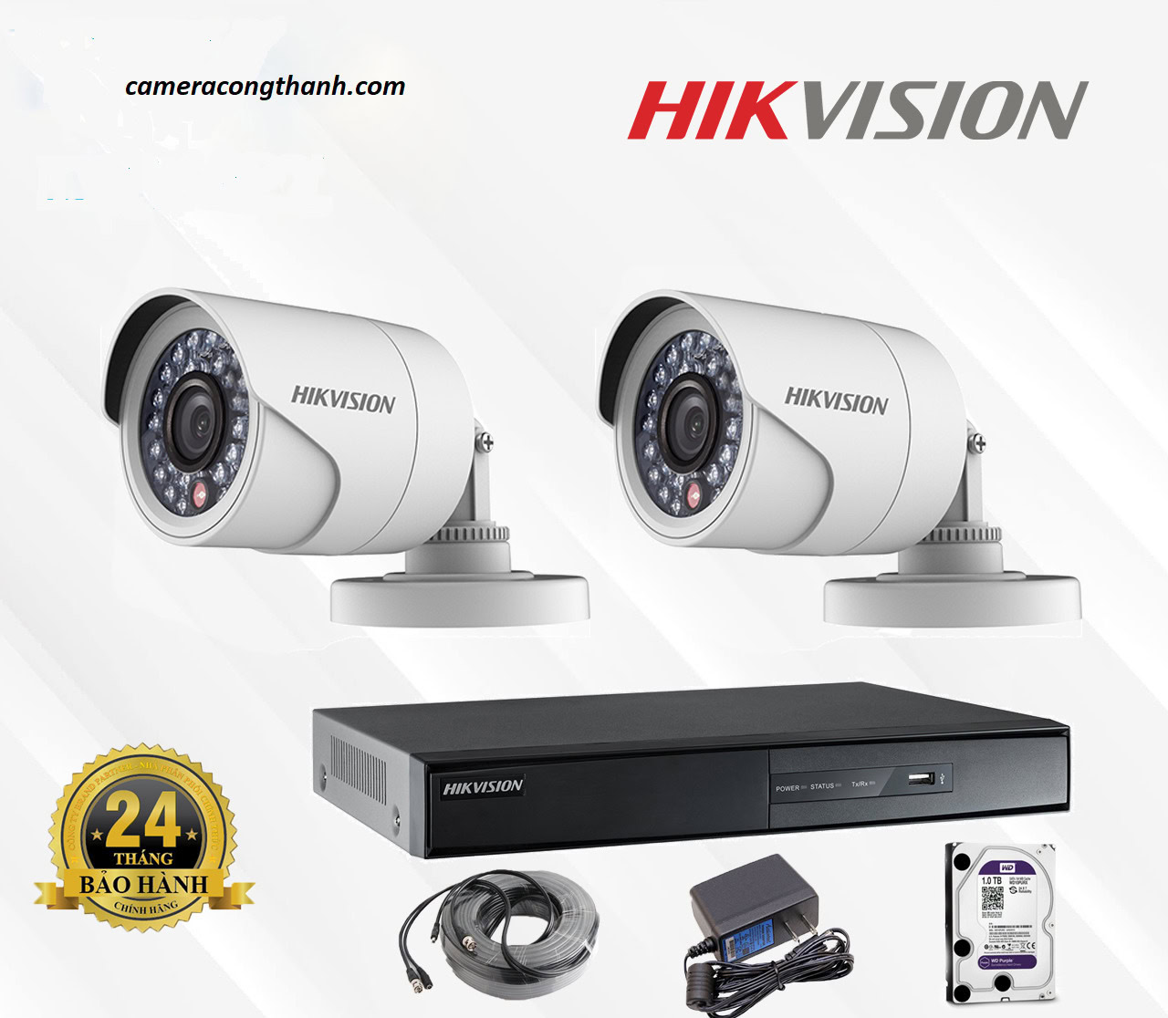 TRỌN BỘ 2 CAMERA HIKVISION ANALOG 720 MEGAPIXEL