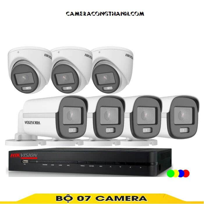 Trọn Bộ 7 Camera IP Hikvision Full ColorVu 2MP Màu Ban Đêm